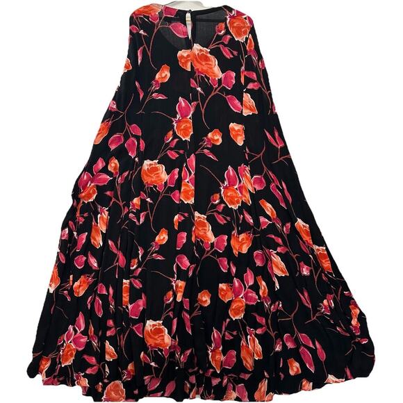 Vtg American Angel Dress Womens 3X Black Floral Maxi Flowy Gauzy Semi Sheer 90s - Picture 6 of 16